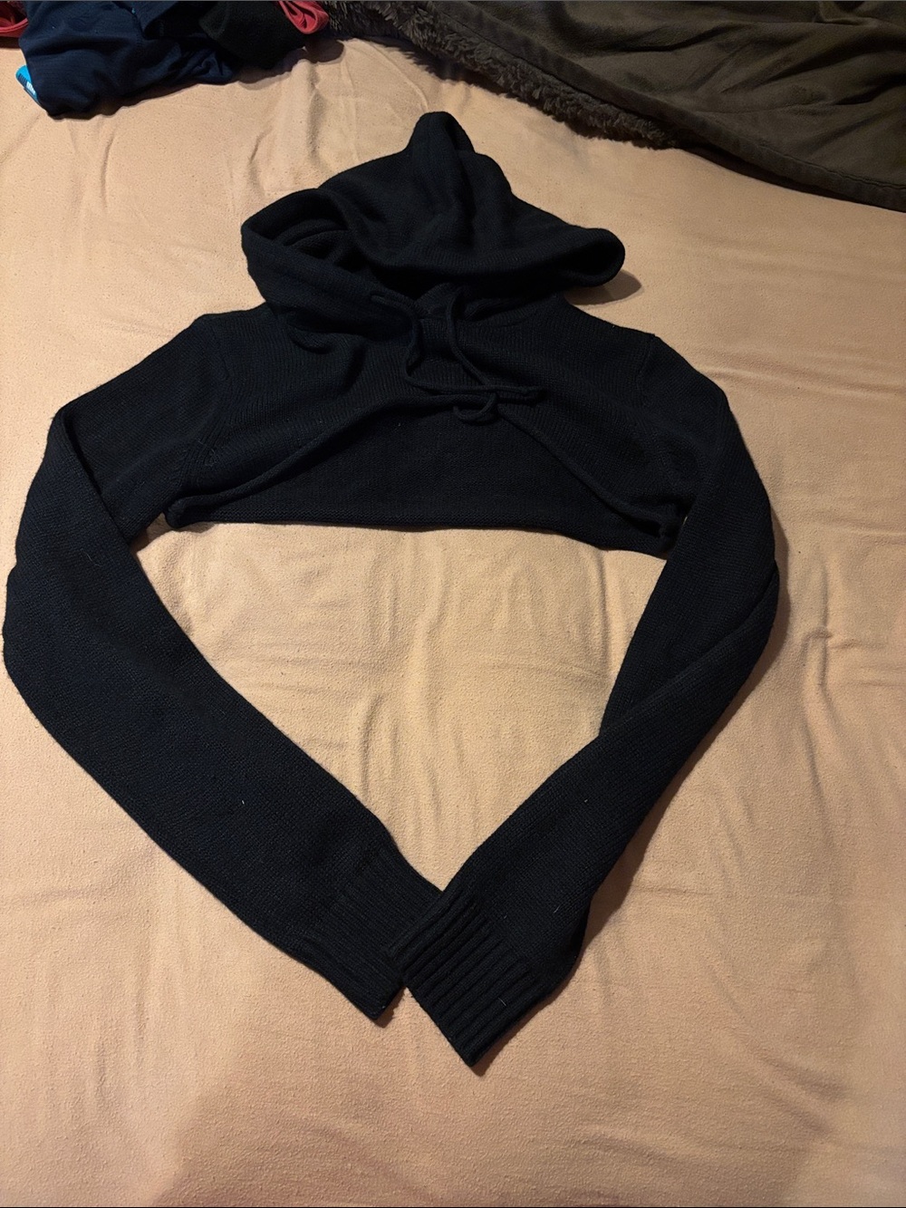 Garage Black Cropped Hoodie Turtleneck Sweater